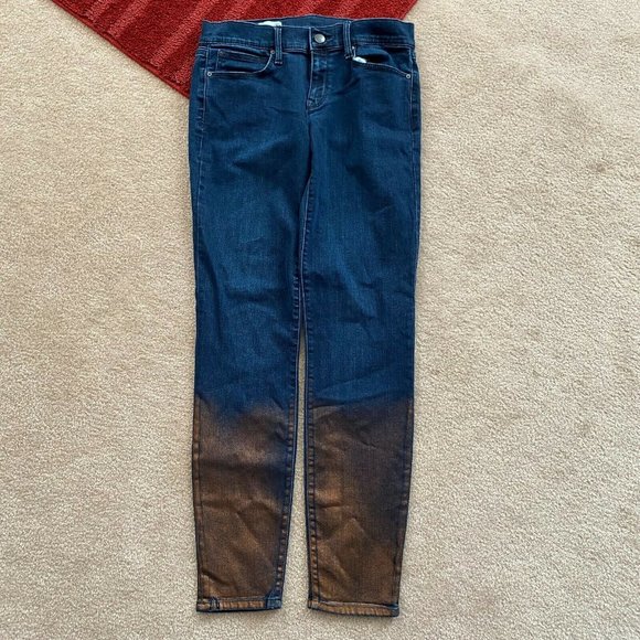 Gap 1969 26R Denim Legging Jean Metallic Dipped Hem Actual W 27 x I 28 3/4 - Picture 2 of 12
